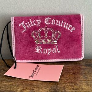 New Juicy Couture Kingdom Royal Raspberry Pink Card Wallet Gold Cute Rhinestones